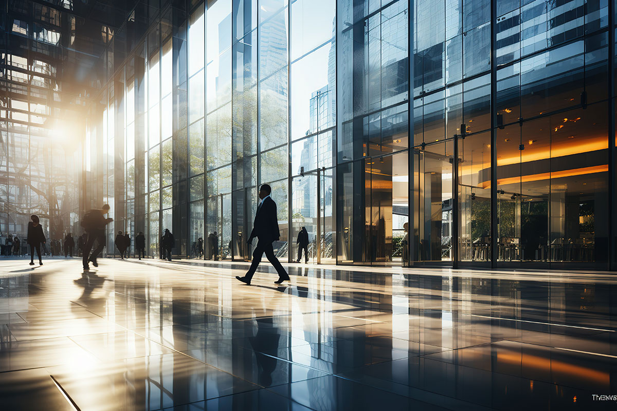 Office Setting People Walking